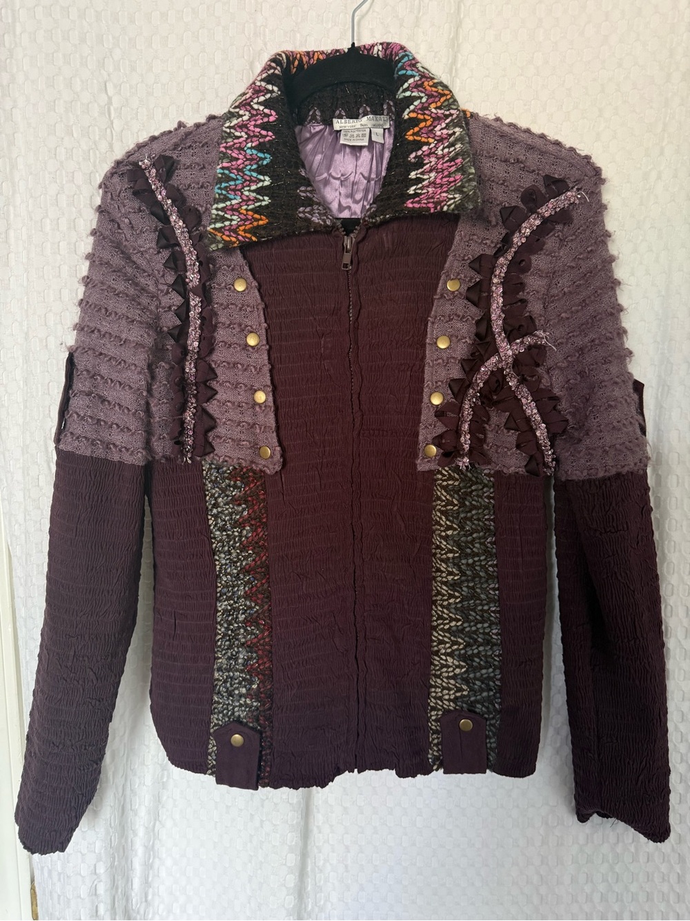 Alberto Makali Y2K Embellished Patchwork Artwear Jacket Purple Size L - Picture 2 of 9